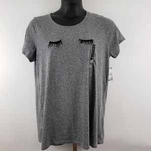 Torrid Size 1 Gray Eyelashes Tee NEW